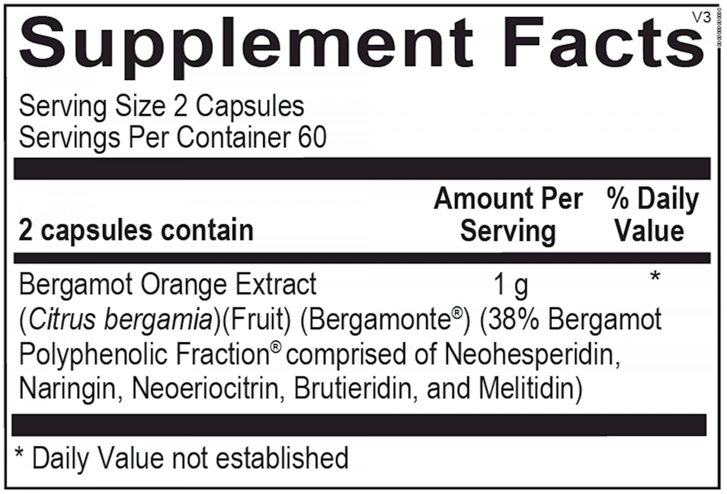 Ortho Molecular Bergamot BPF 120 Capsules - 14 B Day Ship