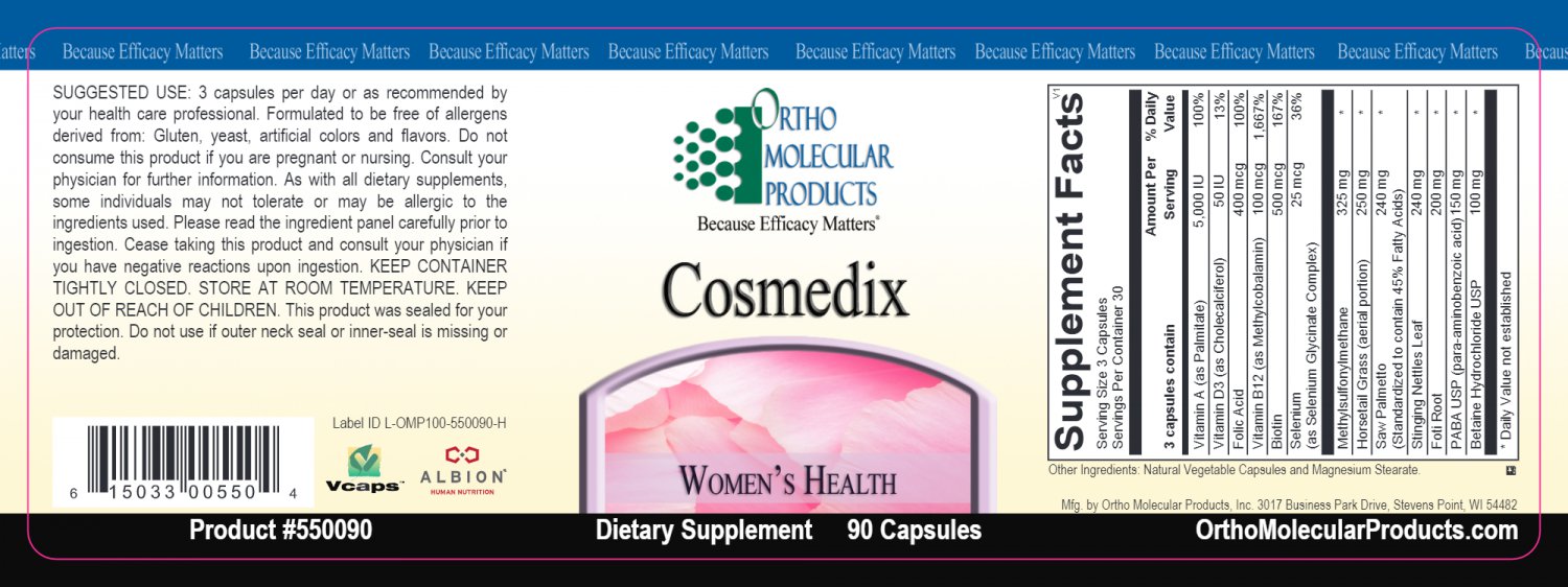 Ortho Molecular Cosmedix 60 Capsules - 14 B Day Ship