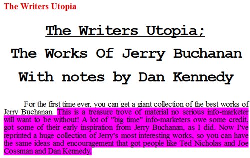 Dan Kennedy â�� The Writerâ��s Utopia