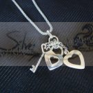 N011long necklace with 3hearts pendant