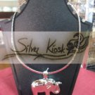 N021 Plain silver with elephant pendant