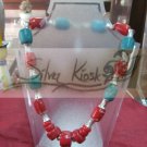 N030 necklace with red&blue stone bead