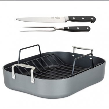 Viking Hard Anodized Nonstick Roaster with Rack & BONUS Carving Set