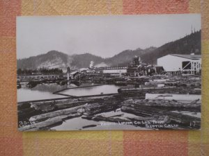 VINTAGE POSTCARD PACIFIC LUMBER CO LOG POND SCOTIA CA rppc