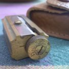 VINTAGE DUX GERMANY LEAD PENCIL SHARPENER brass in leather case