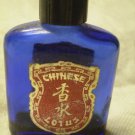 VINTAGE CHINESE LOTUS EMPTY PERFUME BOTTLE  blue glass