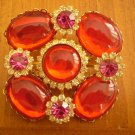 VINTAGE LARGE RED RHINESTONE BROOCH PIN BROACH