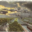 Bird's Eye View Locks Sault Ste Marie Michigan vintage postcard