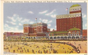 Haddon Hall Chalfonte Hotels Beach Boardwalk Atlantic City NJ postcard
