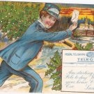 Postal Telegraph Commercial Cables postcard 1910 vintage Christmas