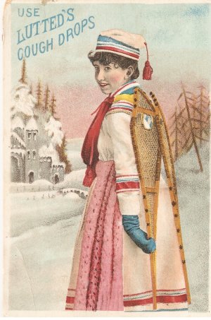 Lutted's Cough Drops Trade Card winter coat