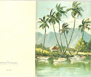 Vintage Buzza Cardozo note card blank tropical island Barrineau