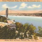 George Washington Bridge Ft Tryon Park NYC vintage postcard