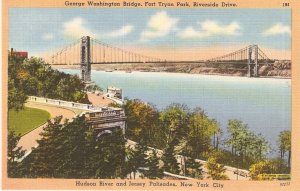 George Washington Bridge Ft Tryon Park NYC vintage postcard