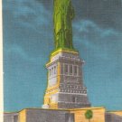 State of Liberty At Night New York City Island vintage postcard