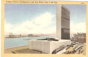 United Nations Headquarters UN HQ New York City vintage postcard