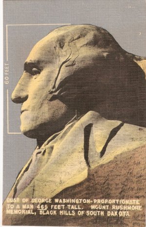 George Washington Mt Rushmore Memorial Black Hills South Dakota vintage postcard