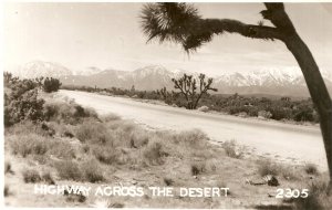Highway Across the Desert 2305 rppc vintage postcard