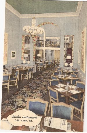 Studio Restaurant Oak Park Illinois vintage postcard