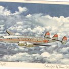 TWA Constellation in Flight 1950s vintage postcard