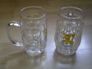 Lot 2 Lowenbrau Munchen Beer Stein 0.25L Glass Germany mug cup