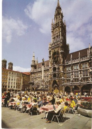 Munich Marienplatz with City Hall Germany vintage postcard