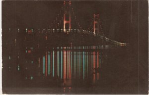 Mackinac Bridge Lower Michigan Suspension vintage postcard
