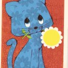 Hallmark 1971 blue cat  vintage postcard