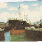 Panama Canal Cargo Ship Miraflores Locks vintage postcard