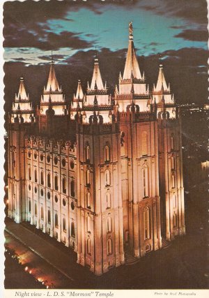 LDS Mormon Temple Salt Lake City Utah vintage postcard Latter Day Saints