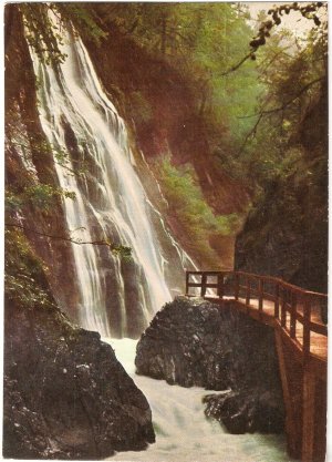 Waterfall Wimbachklamm Germany vintage postcard