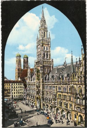 Munich Town Hall Church Our Lady Germany vintage postcard