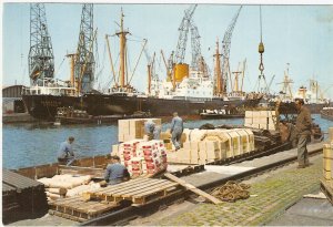 Amsterdam Holland Netherlands Harbor Harbour Pier vintage postcard