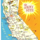California Golden State map vintage postcard
