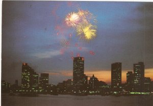 Night View Singapore Waterfront buildings postcard