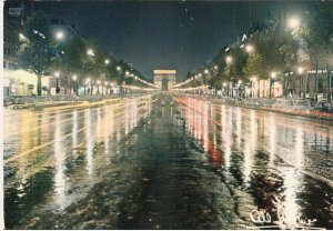 Paris France Les Champs Elysees i'Arc de Triomphe vintage postcard