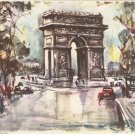 Marius Girard Paris l'Arc de Triomphe painting vintage postcard