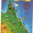 Queensland Australia map vintage postcard
