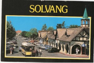 Solvang  Horse Drawn Trolley Danish town California vintage postcard
