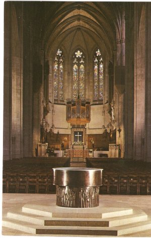 Grace Cathedral San Francisco CA Great Font Altar Apse vintage postcard