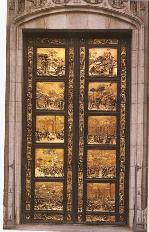 Grace Cathedral San Francisco CA Ghiberti Doors vintage postcard
