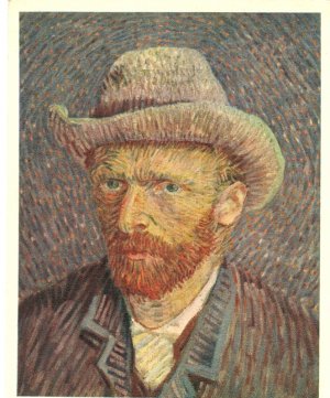 Vincent Van Gogh portrait with mol hat vintage postcard