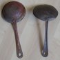 Lot 2 old vintage metal utensils ladle scoop turner Tin
