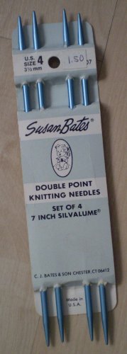 Knitting Needles Silvalume Double Point 7" 4/Pkg - Size 4 Blue