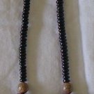 Vintage 70's Chunky Necklace Black Maroon Wood Beads