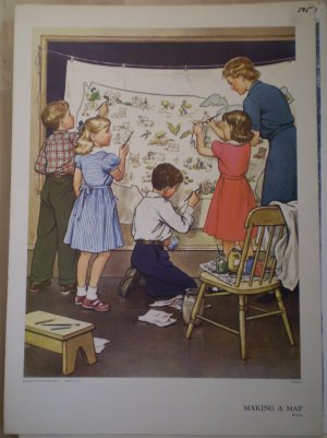 Making A Map Providence Lithograph Vintage Handsaker