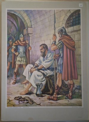Peter in Prison Providence Lithograph Luhrs Print 1956