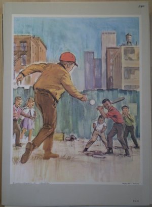 Playing Ball Providence Lithograph 1965 Timmins Print