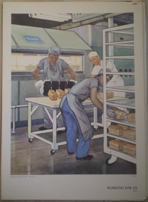 Working For Us Providence Lithograph Vintage Handsaker Print