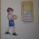 Boy Carrying Box of Seedlings Plants Vintage Jenkins Litho Print Poster